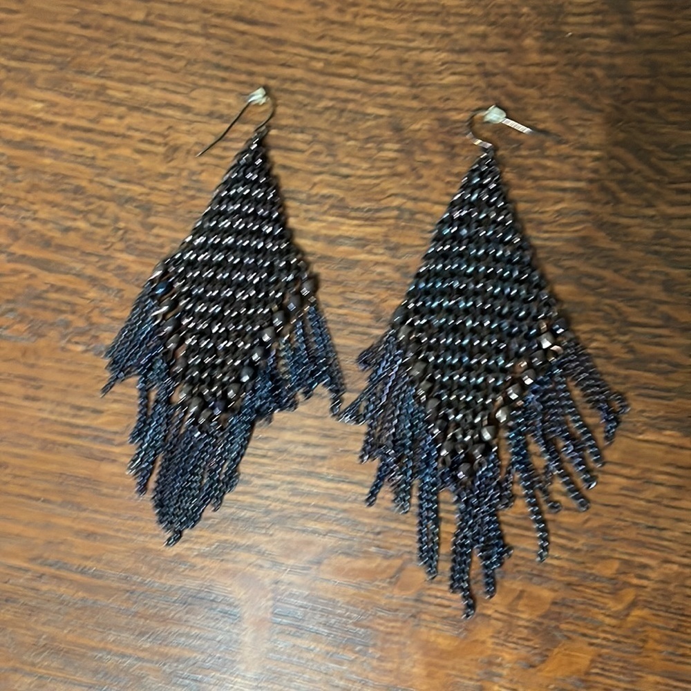 Chain Mail Earrings in rich copper brown. Banana Republic. All original. - Picture 6 of 8